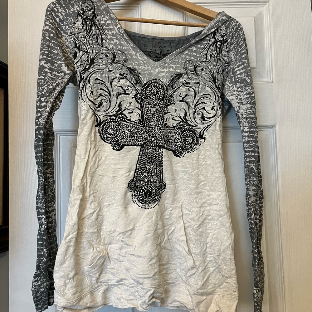 Rock and roll cowgirl cross hoodie nwt